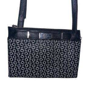 Guess B&W Logo Print Crossbody with Silver Hardware